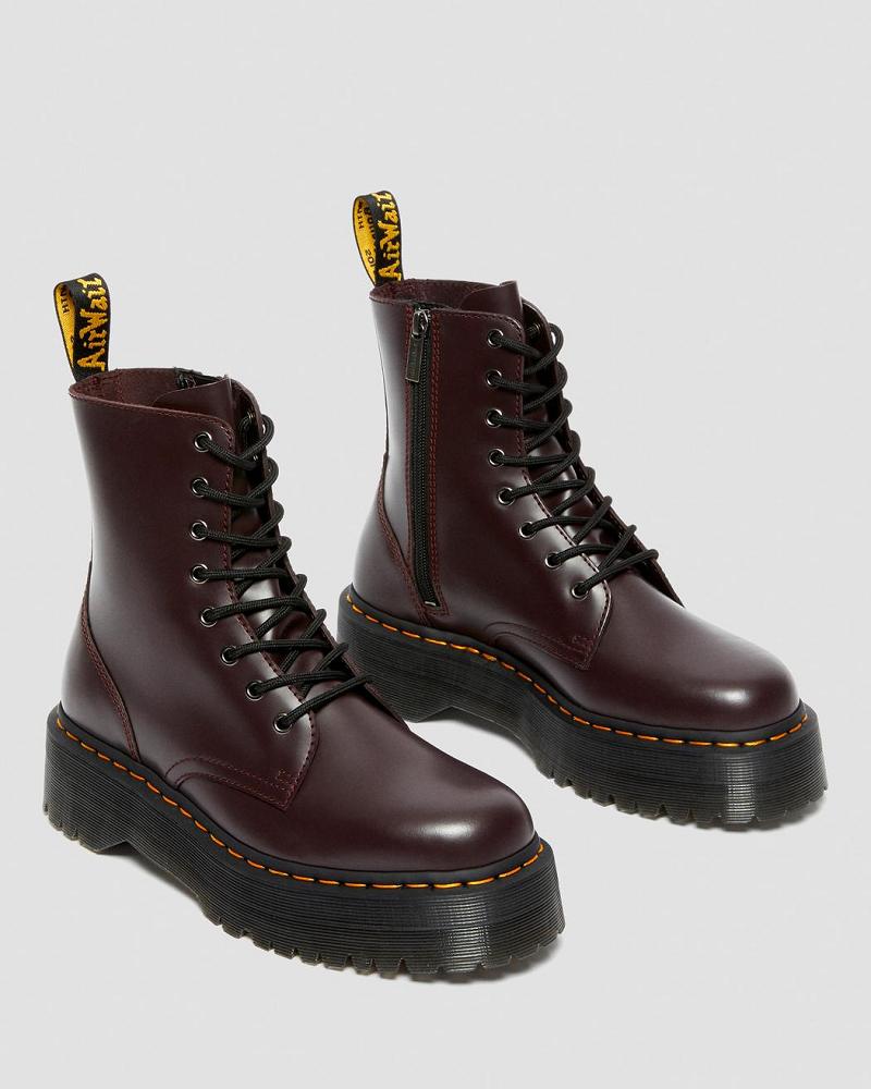 Burgundy Women's Dr Martens Jadon Smooth Leather Platform Boots | CA 246QMA